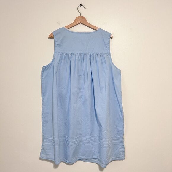 Eileen West Cotton Lace Trim Sleeveless Short Nightgown in Blue Size XL - Picture 7 of 10